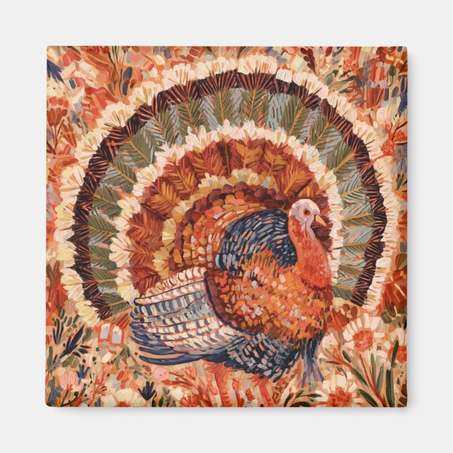 Rustic Impressionist Fall Turkey Magnet (Front)