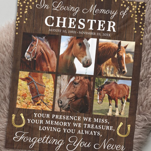 Rustic In Loving Memory Horse Fleece Blanket (Creator Uploaded)