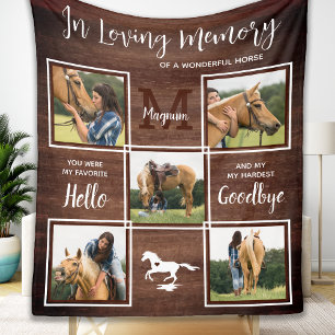 Rustic In Loving Memory Horse Memorial Photo Fleece Blanket