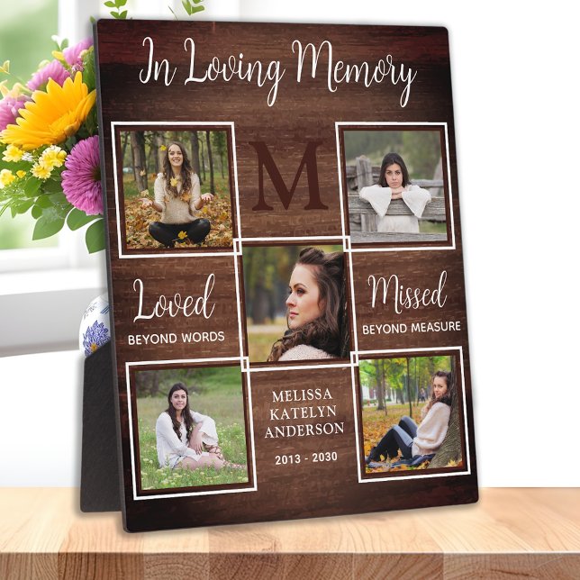 Rustic In Loving Memory Keepsake Photo Memorial Plaque (Creator Uploaded)