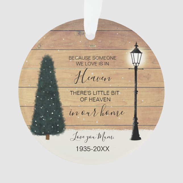 Rustic In Loving Memory Memorial Photo Ceramic  Or Ornament (Front)