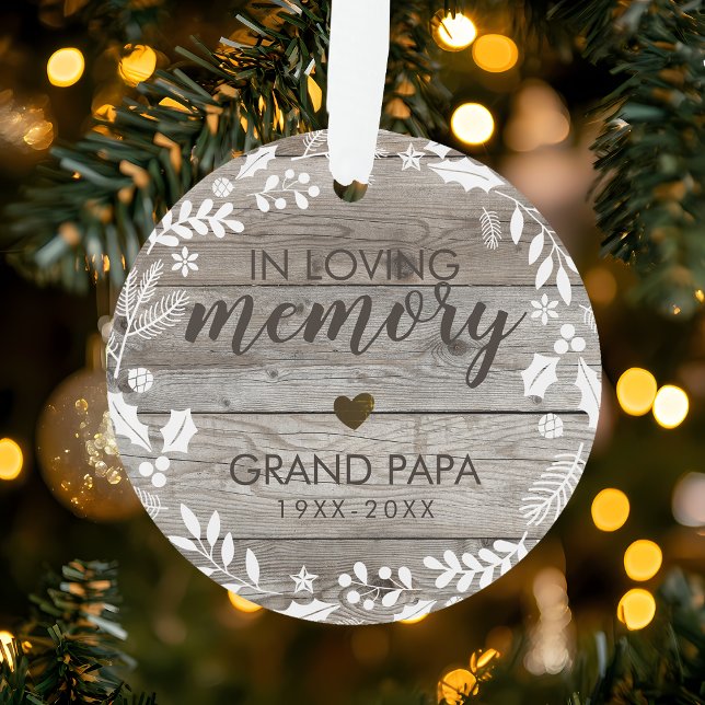 Rustic In Loving Memory Memorial Photo Ornament (Rustic In Loving Memory Memorial Photo Ornament)