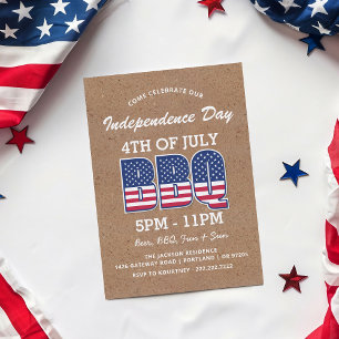 Rustic Independence Day BBQ 4th of July Invitation