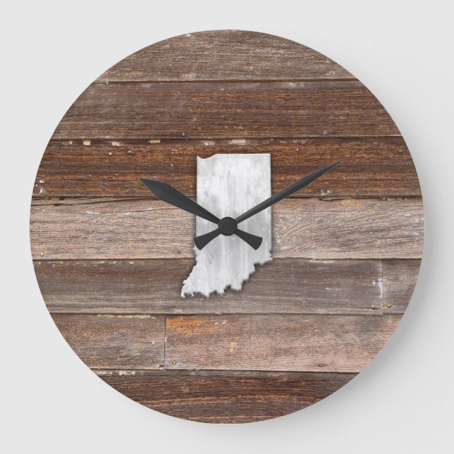 Rustic Indiana on Brown Boards Large Clock (Front)
