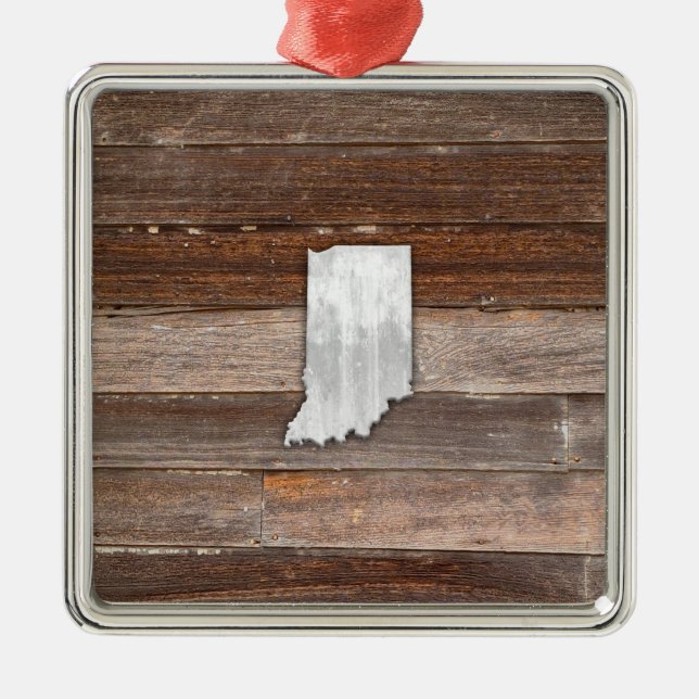 Rustic Indiana on Brown Boards Metal Ornament (Front)