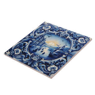 Rustic Indigo River Azulejos Ceramic Tile