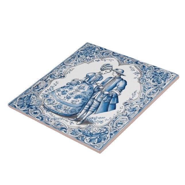 Rustic Indigo Tiles With Couple in Attire (Side)