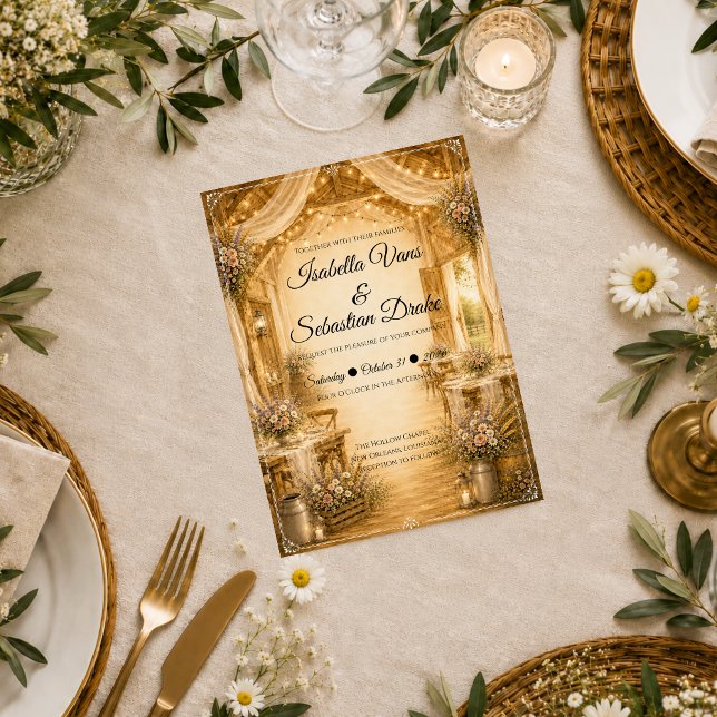 Rustic Indoor Barn Wedding Invitation (Creator Uploaded)