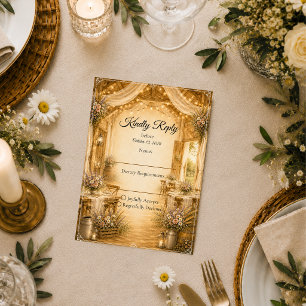 Rustic Indoor Barn Wedding RSVP Card