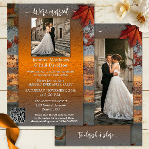 Rustic Industrial Fall Wedding Reception Photo  Invitation