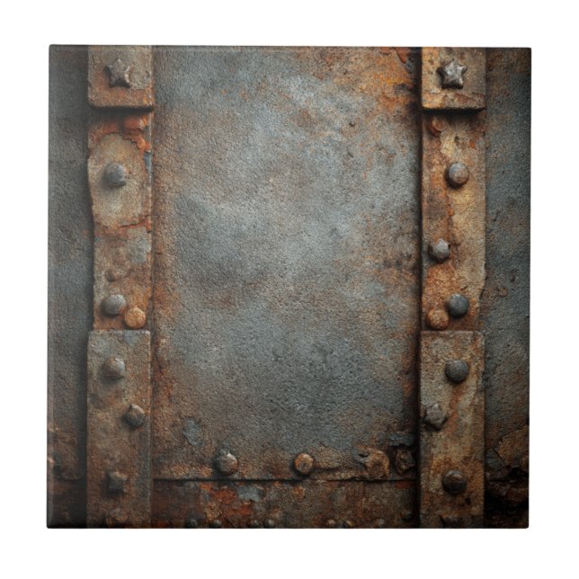 Rustic Industrial Metal Ceramic Tile (Front)