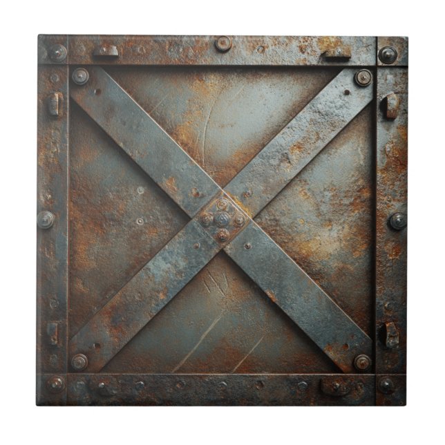 Rustic Industrial Metal Ceramic Tile (Front)