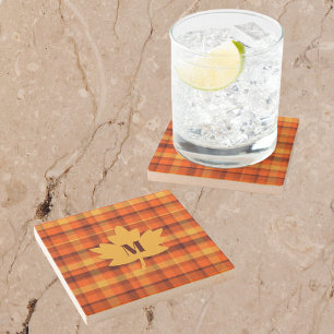 Rustic Initial Fall Colours Stone Coaster