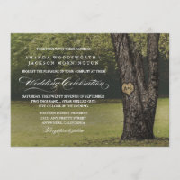 Rustic Initials Old Oak Tree Wedding Invitations