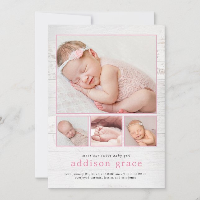 Rustic Introduction Baby Birth Announcement (Front)