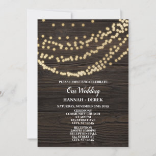 RUSTIC INVITATION-WOOD & GOLD INVITATION