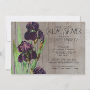 Rustic Iris Bridal Shower Invitations