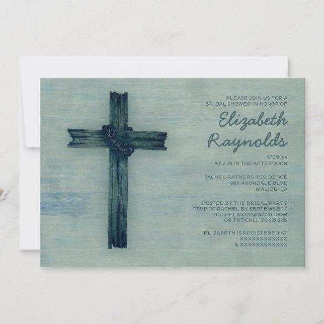 Rustic Iron Cross Bridal Shower Invitations (Front)