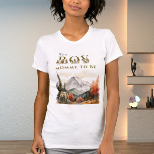 Rustic It’s a Boy Mountain Bear Baby Shower Mummy T-Shirt
