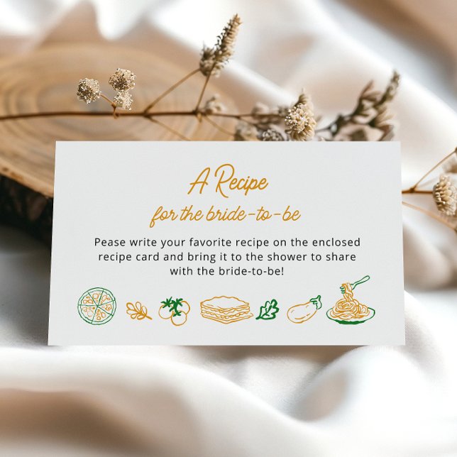Rustic Italian Bridal Shower Recipe request  Enclosure Card (Creator Uploaded)