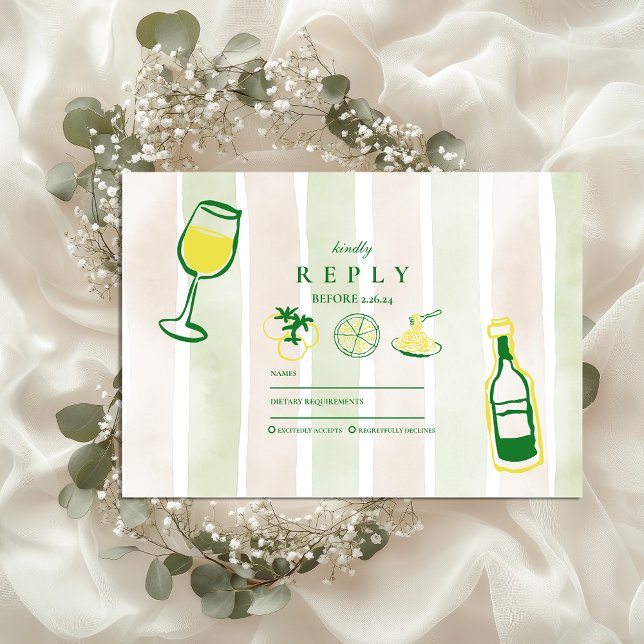 Rustic Italian Food Wedding Watercolor RSVP Card (Creator Uploaded)