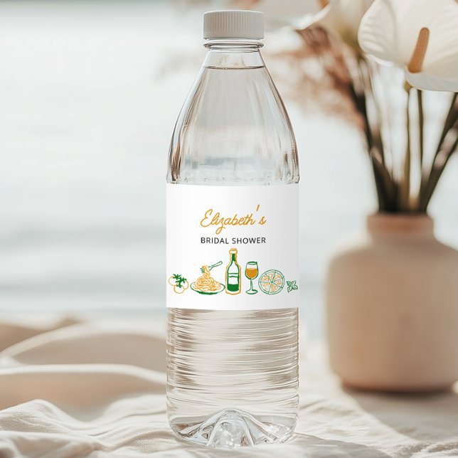 Rustic Italian Hand Drawn  Water Bottle Label (Creator Uploaded)