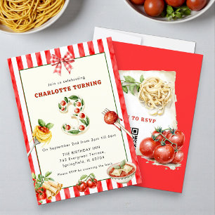 Rustic Italian Pasta Theme 3rd Birthday Invitation