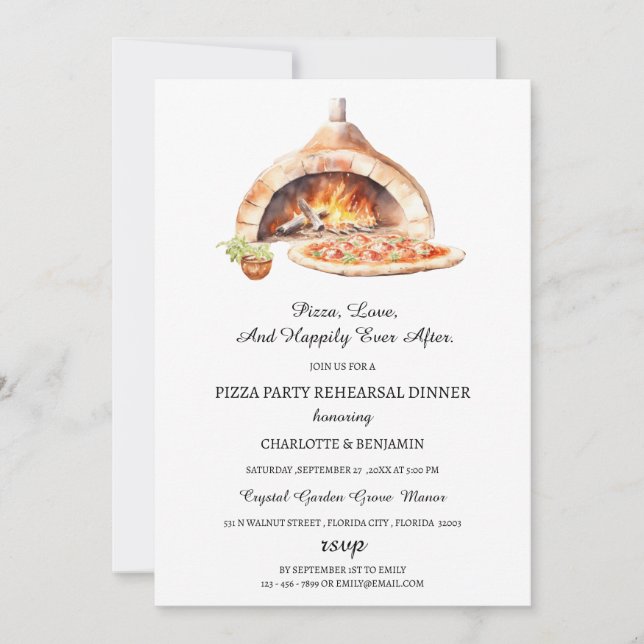 Rustic Italian Pizza Party Rehearsal Dinner Invitation (Front)