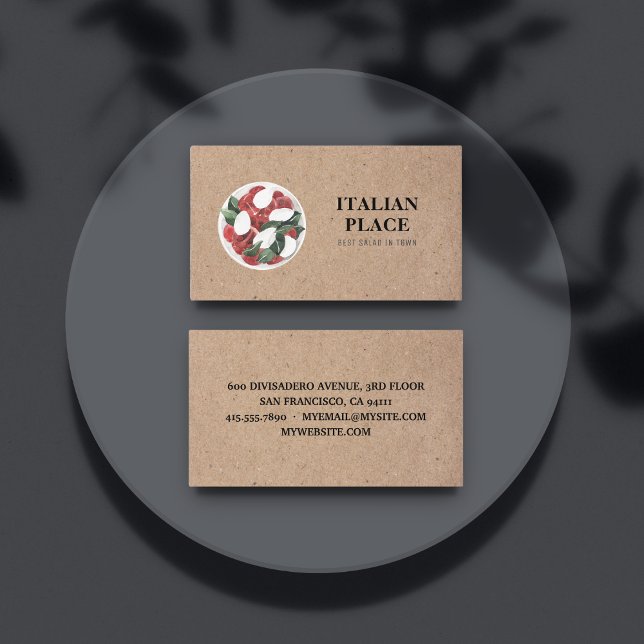 Rustic Italian Restaurant  |Kraft Style Salad Logo Business Card (Creator Uploaded)