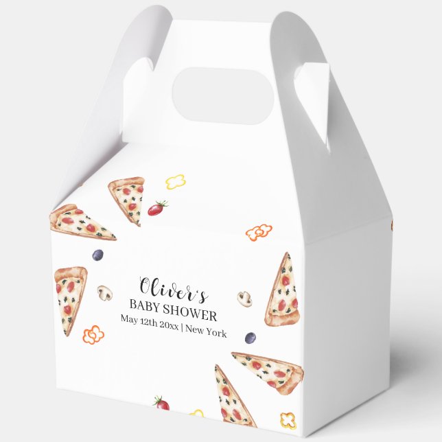 Rustic Italian Slice Pizza Baby Shower  Favour Box (Back)