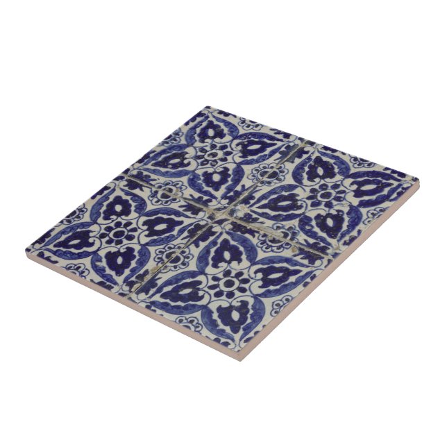 Rustic Italian Tiles Azulejo Blue White Geometric (Side)