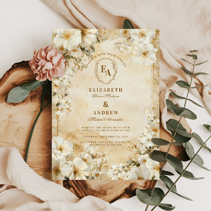 Rustic Ivory Floral Boho Wedding Invitation