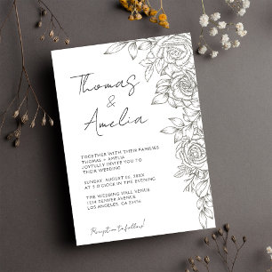 Rustic Ivory Magnolia Floral Wedding  Invitation