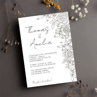 Rustic Ivory Magnolia Floral Wedding Invitation
