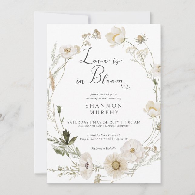 Rustic Ivory Wildflower Love In Bloom Shower Invitation (Front)