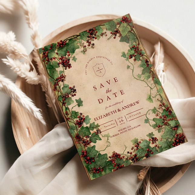 Rustic Ivy Romance Wedding Save The Date (Creator Uploaded)