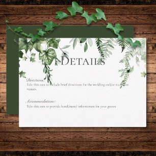 Rustic Ivy & Sage Greenery Green Wedding Details Enclosure Card