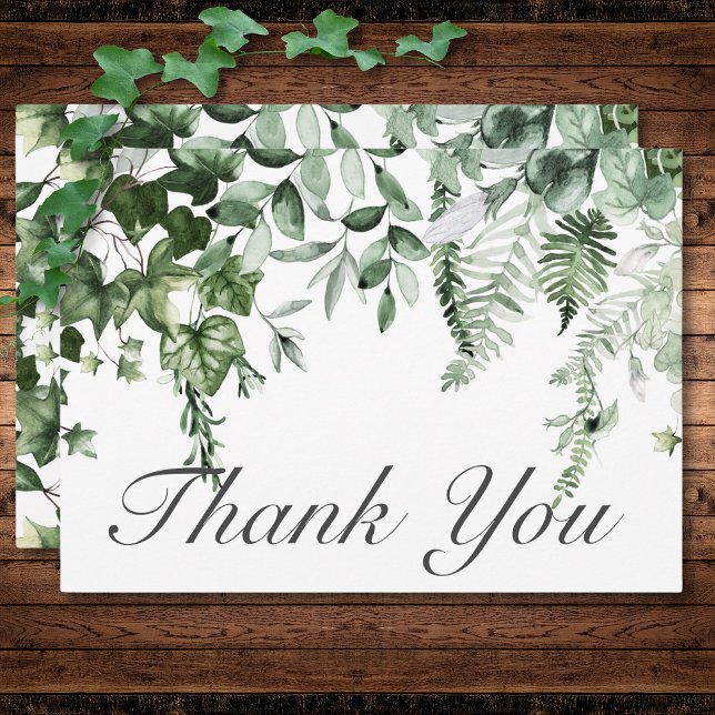 Rustic Ivy & Sage Greenery Wedding Thank You Card (Rustic Ivy & Sage Greenery Wedding Thank You Card)