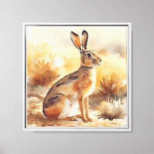 Rustic Jackrabbit Desert Watercolor Wall Art