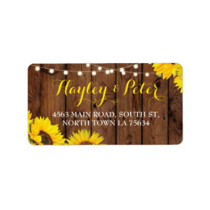 Rustic Jar Sunflower Wood Address Labels Stickers