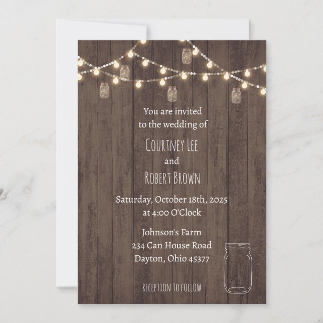 Rustic Jar Wedding Invitation (Front)