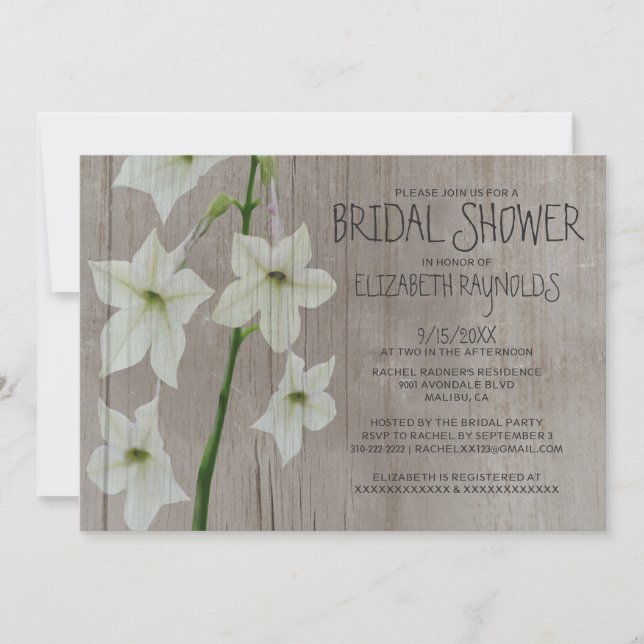 Rustic Jasmine Bridal Shower Invitations (Front)