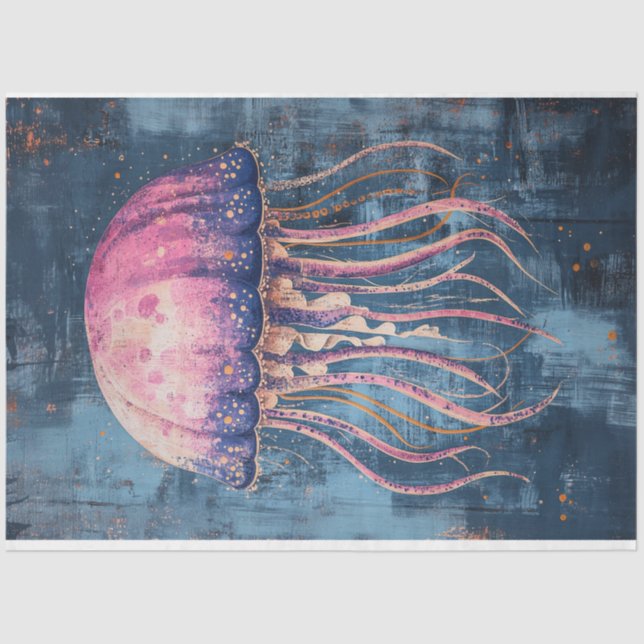 Rustic Jellyfish Oil Painting Decoupage Tissue Paper (Front)