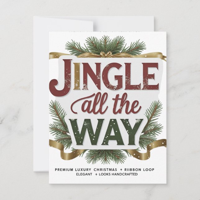 Rustic “Jingle All The Way” Flat Holiday Card  (Front)