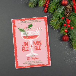 Rustic Jingle and Mingle Christmas Cocktail Party Invitation