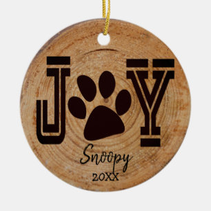 Rustic - Joy Puppy Paw Ceramic Ornament