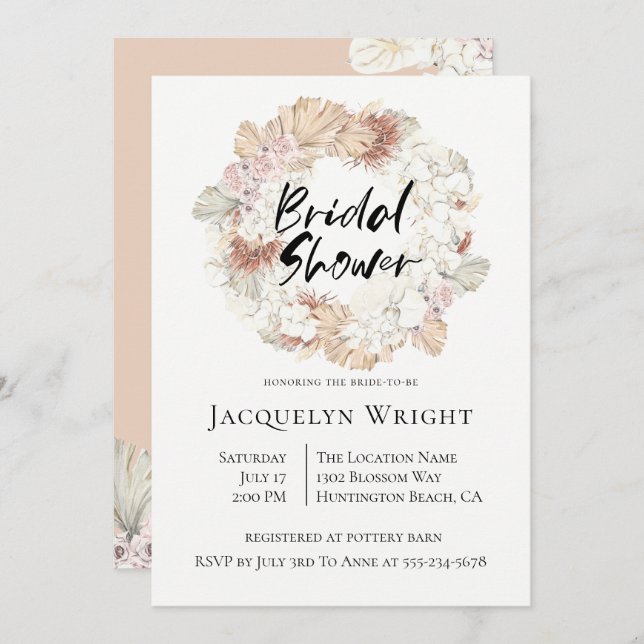 Rustic Jungle Wreath Bridal Shower Invitation (Front/Back)