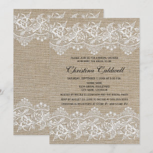 Rustic Jute and Lace Look Bridal Shower Invitation