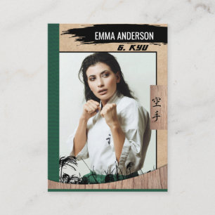 Rustic Karate Green Belt Wood Trading Card