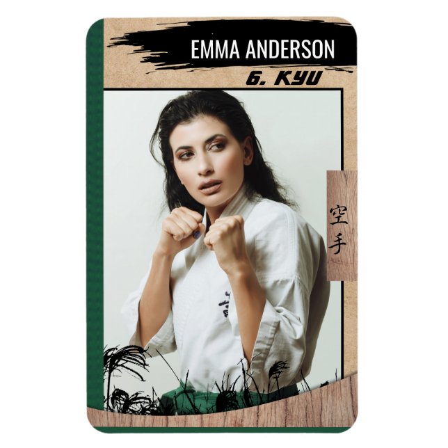 Rustic Karate Green Belt Wood Trading Card Magnet (Vertical)